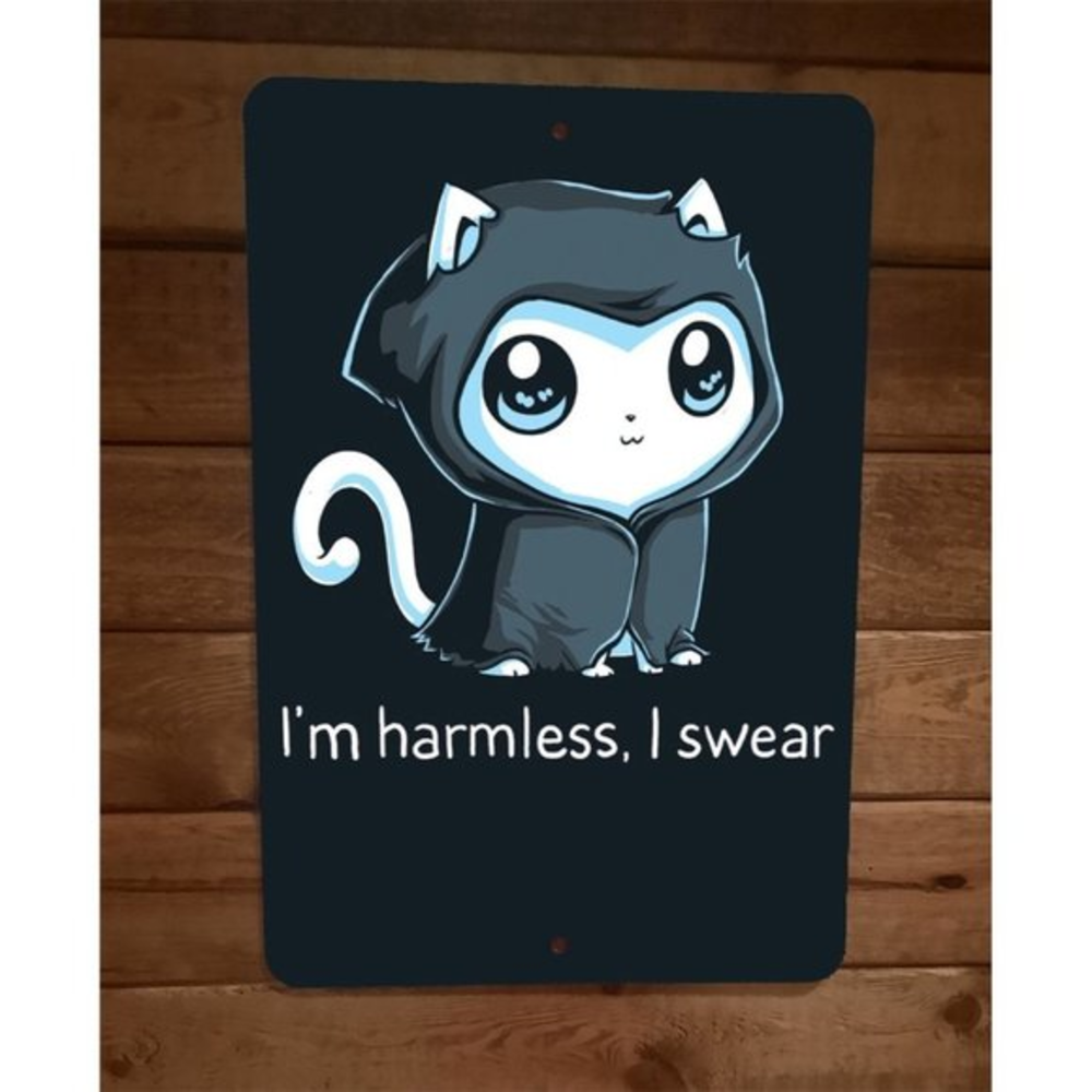 Im Harmless I Swear Cat 8x12 Metal Wall Sign Poster